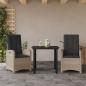 Preview: ARDEBO.de - 3-tlg. Garten-Essgruppe mit Kissen Hellgrau Poly Rattan
