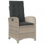 Preview: 3-tlg. Garten-Essgruppe mit Kissen Hellgrau Poly Rattan