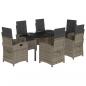Preview: 7-tlg. Garten-Essgruppe mit Kissen Grau Poly Rattan