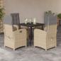Preview: ARDEBO.de - 5-tlg. Garten-Essgruppe mit Kissen Beigemischung Poly Rattan