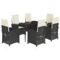 Preview: 7-tlg. Garten-Essgruppe mit Kissen Schwarz Poly Rattan