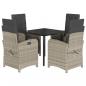 Preview: 5-tlg. Garten-Essgruppe mit Kissen Hellgrau Poly Rattan