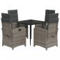 Preview: 5-tlg. Garten-Essgruppe mit Kissen Grau Poly Rattan
