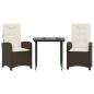 Preview: 3-tlg. Garten-Essgruppe mit Kissen Braun Poly Rattan
