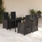 Preview: ARDEBO.de - 5-tlg. Garten-Essgruppe mit Kissen Schwarz Poly Rattan