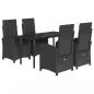 Preview: 5-tlg. Garten-Essgruppe mit Kissen Schwarz Poly Rattan
