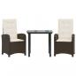 Preview: 3-tlg. Garten-Essgruppe mit Kissen Braun Poly Rattan