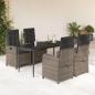 Preview: ARDEBO.de - 5-tlg. Garten-Essgruppe mit Kissen Grau Poly Rattan