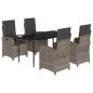 Preview: 5-tlg. Garten-Essgruppe mit Kissen Grau Poly Rattan