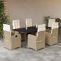Preview: ARDEBO.de - 7-tlg. Garten-Essgruppe mit Kissen Beige Poly Rattan