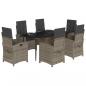 Preview: 7-tlg. Garten-Essgruppe mit Kissen Grau Poly Rattan