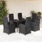 Preview: ARDEBO.de - 7-tlg. Garten-Essgruppe mit Kissen Schwarz Poly Rattan
