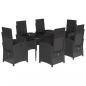 Preview: 7-tlg. Garten-Essgruppe mit Kissen Schwarz Poly Rattan
