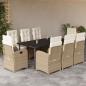 Preview: ARDEBO.de - 9-tlg. Garten-Essgruppe mit Kissen Beige Poly Rattan