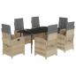 Preview: 7-tlg. Garten-Essgruppe mit Kissen Beigemischung Poly Rattan
