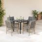 Preview: ARDEBO.de - 5-tlg. Garten-Essgruppe mit Kissen Beigemischung Poly Rattan