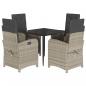 Preview: 5-tlg. Garten-Essgruppe mit Kissen Hellgrau Poly Rattan