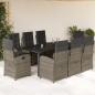Preview: ARDEBO.de - 9-tlg. Garten-Essgruppe mit Kissen Grau Poly Rattan
