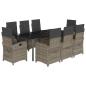 Preview: 9-tlg. Garten-Essgruppe mit Kissen Grau Poly Rattan