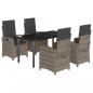 Preview: 5-tlg. Garten-Essgruppe mit Kissen Grau Poly Rattan