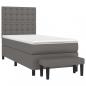 Preview: Boxspringbett mit Matratze Grau 90x200 cm Kunstleder
