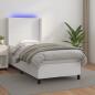 Preview: ARDEBO.de - Boxspringbett mit Matratze & LED Weiß 90x200 cm Kunstleder