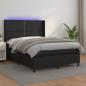 Preview: ARDEBO.de - Boxspringbett mit Matratze & LED Schwarz 140x200 cm Kunstleder