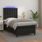 Preview: ARDEBO.de - Boxspringbett mit Matratze & LED Schwarz 100x200 cm Kunstleder