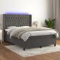 Preview: ARDEBO.de - Boxspringbett mit Matratze & LED Dunkelgrau 140x200 cm Samt