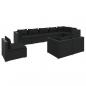 Preview: 9-tlg. Garten-Lounge-Set mit Kissen Poly Rattan Schwarz