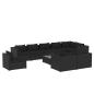 Preview: 10-tlg. Garten-Lounge-Set mit Kissen Poly Rattan Schwarz