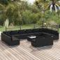 Preview: ARDEBO.de - 13-tlg. Garten-Lounge-Set mit Kissen Schwarz Poly Rattan