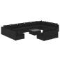 Preview: 13-tlg. Garten-Lounge-Set mit Kissen Schwarz Poly Rattan