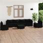 Preview: ARDEBO.de - 7-tlg. Garten-Lounge-Set mit Kissen Poly Rattan Schwarz
