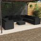 Preview: ARDEBO.de - 10-tlg. Garten-Lounge-Set mit Kissen Schwarz Poly Rattan