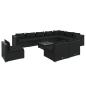 Preview: 11-tlg. Garten-Lounge-Set mit Kissen Poly Rattan Schwarz