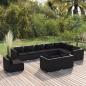 Preview: ARDEBO.de - 10-tlg. Garten-Lounge-Set mit Kissen Poly Rattan Schwarz