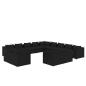 Preview: 13-tlg. Garten-Lounge-Set mit Kissen Schwarz Poly Rattan
