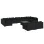 Preview: 10-tlg. Garten-Lounge-Set mit Kissen Schwarz Poly Rattan