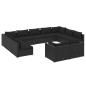 Preview: 11-tlg. Garten-Lounge-Set mit Kissen Schwarz Poly Rattan