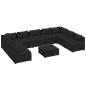 Preview: 10-tlg. Garten-Lounge-Set mit Kissen Poly Rattan Schwarz