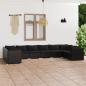 Preview: ARDEBO.de - 10-tlg. Garten-Lounge-Set mit Kissen Poly Rattan Schwarz