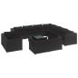 Preview: 12-tlg. Garten-Lounge-Set mit Kissen Schwarz Poly Rattan