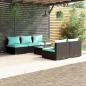 Preview: ARDEBO.de - 6-tlg. Garten-Lounge-Set mit Kissen Poly Rattan Schwarz
