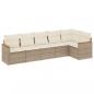 Preview: 6-tlg. Garten-Sofagarnitur mit Kissen Beige Poly Rattan