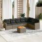 Preview: ARDEBO.de - 8-tlg. Garten-Sofagarnitur mit Kissen Grau Poly Rattan