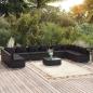 Preview: ARDEBO.de - 11-tlg. Garten-Lounge-Set mit Kissen Poly Rattan Schwarz
