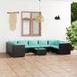 Preview: ARDEBO.de - 10-tlg. Garten-Lounge-Set mit Kissen Poly Rattan Schwarz