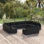 Preview: ARDEBO.de - 11-tlg. Garten-Lounge-Set mit Kissen Schwarz Poly Rattan