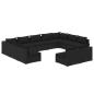 Preview: 11-tlg. Garten-Lounge-Set mit Kissen Schwarz Poly Rattan